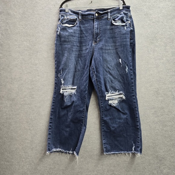 Judy Blue Denim - Judy Blue Women Jeans 18W Denim Wide-Leg JB82593DK-PL Distressed